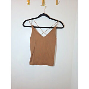 Vintage Y2k Brown Cami Top Women's Spaghetti Strap Cropped Size Small